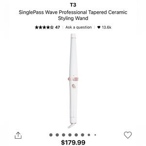 T3. SinglePass Wave Professional Tapered Ceramic Styling Wand. Like new!